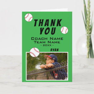 Grünes Dankeschön-Trainer-Baseball-Bild-Karte Dankeskarte