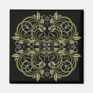grünes dekoratives Blumenmuster Magnet