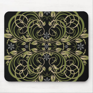 grünes dekoratives Blumenmuster Mousepad