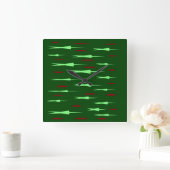 GRÜNES DESIGNETES WALL-HANGING-DEKOR QUADRATISCHE WANDUHR (Zuhause)