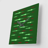 GRÜNES DESIGNETES WALL-HANGING-DEKOR QUADRATISCHE WANDUHR (Winkel)