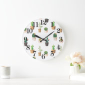 Grünes Dessert Sukkulente Kakteen in Pots Große Wanduhr (Zuhause)