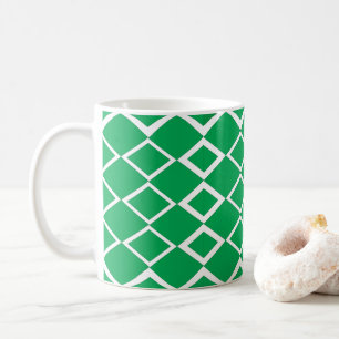 Grünes Diamant-Dreieck-Geometrisches Muster Kaffeetasse
