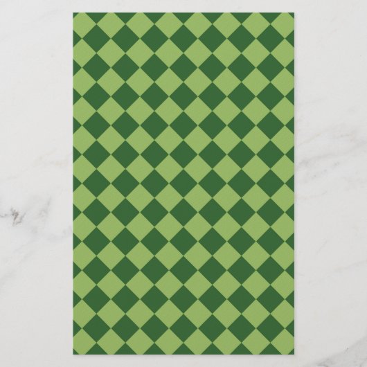 Grünes Diamant-Harlekin-Karo-Muster Briefpapier (Vorderseite)