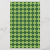 Grünes Diamant-Harlekin-Karo-Muster Briefpapier (Rückseite)