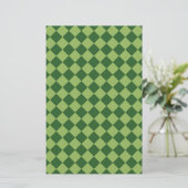 Grünes Diamant-Harlekin-Karo-Muster Briefpapier (Stehend Vorderseite)