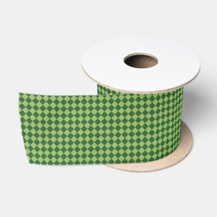 Grünes Diamant-Karo-Muster Satinband