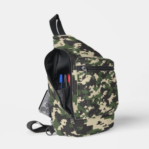 Grünes digitales Tarnmuster Crossbody Bag