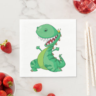 Grünes Dinosaurier-Papier Napkins Serviette
