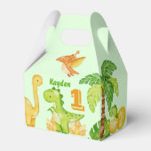 Grünes Dinosaurier-personalisiertes Party Geschenkschachtel (Vorderseite)
