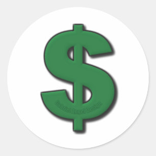 Grünes Dollar-Zeichen Runder Aufkleber