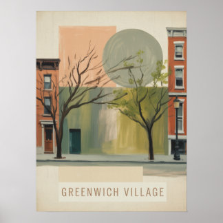 Grünes Dorf ruhige Straßenlaternen Poster