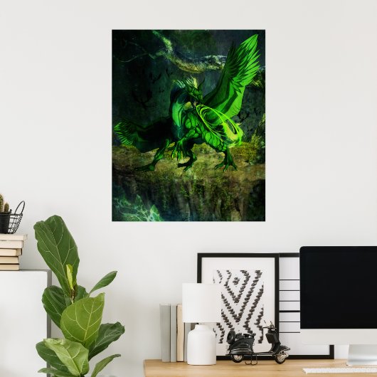 Grünes Drachenposter Poster (Heimbüro)