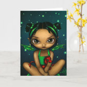 "Grünes Dragonling" Gruß-Karte Karte (Gelbe Blume)