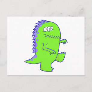 grünes dreiaugiges Dino-Monster Postkarte