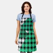 Grünes Dreieck Harlequin Schürze (Getragen)