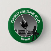 Grünes Drill-Team-Foto High School Tänzerin Button (Vorderseite)