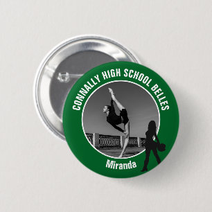 Grünes Drill-Team-Foto High School Tänzerin Button