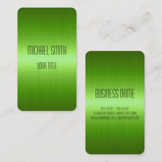 Grünes Edelstahlmetall Visitenkarte (Vorne/Hinten)