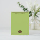 Grünes Eichenbaum personalisiertes Paar danke Einladung (Stehend Vorderseite)