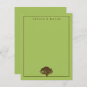 Grünes Eichenbaum personalisiertes Paar danke Einladung (Vorne/Hinten)