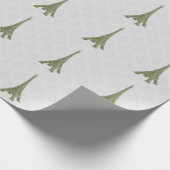 Grünes Eiffelturm Damask Hochzeitszettel Geschenkpapier (Ecke)