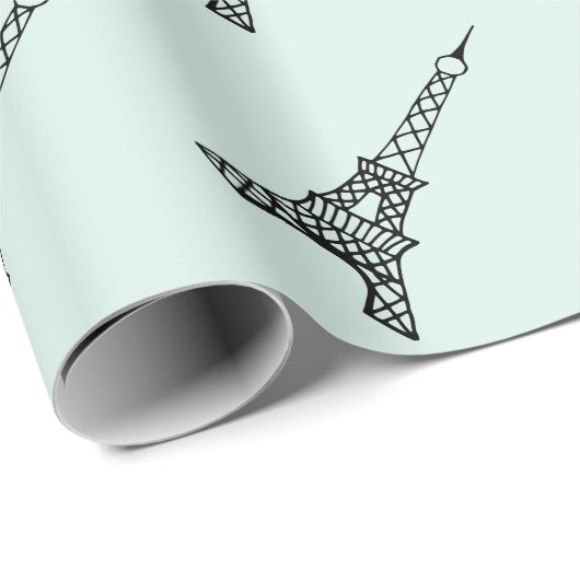 Grünes Eiffelturm-Umschlagpapier Geschenkpapier (Rolleneckpunkt)