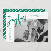 Grünes, einfach fröhliches Foto Feiertagskarte (Vorne/Hinten)