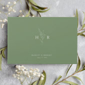 Grünes einfaches Mongram Botanische Hochzeit Gästebuch