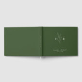 Grünes einfaches Mongram Botanische Hochzeit Gästebuch (Voll)
