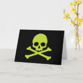 Grünes einfaches Totenkopfmotiv Karte (Gelbe Blume)
