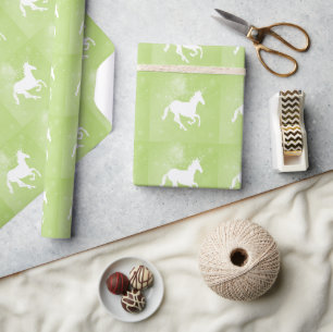 Grünes Einhorn-Hochzeitsbroschüre Geschenkpapier