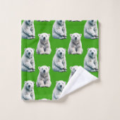Grünes Eisbär-Musterdesign Badhandtuch Set (Waschlappen)