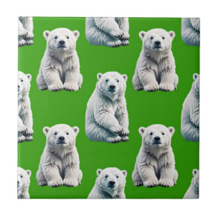 Grünes Eisbär-Musterdesign Fliese