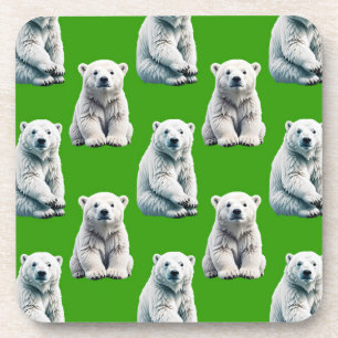 Grünes Eisbär-Musterdesign Getränkeuntersetzer