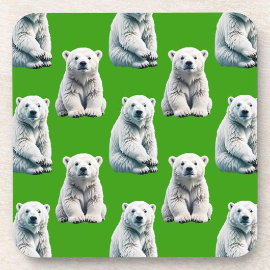 Grünes Eisbär-Musterdesign Getränkeuntersetzer (Vorderseite)