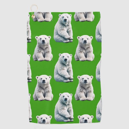 Grünes Eisbär-Musterdesign Golfhandtuch (Vorderseite)
