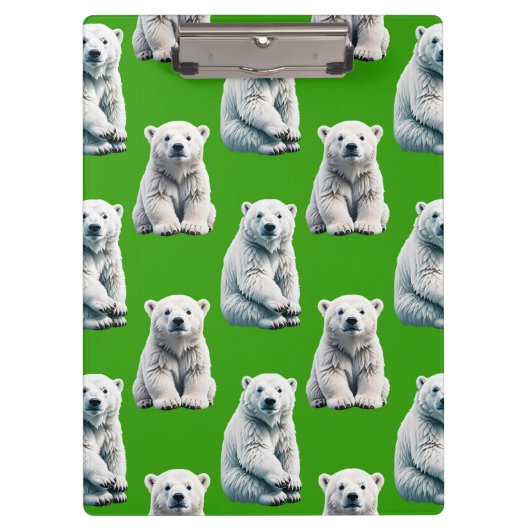 Grünes Eisbär-Musterdesign Klemmbrett (Vorderseite)