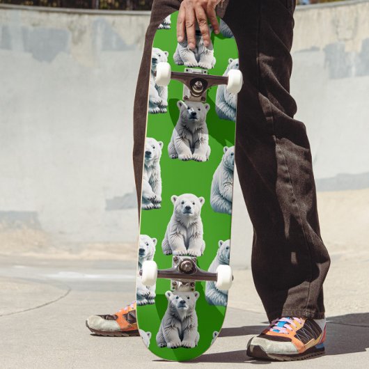 Grünes Eisbär-Musterdesign Skateboard