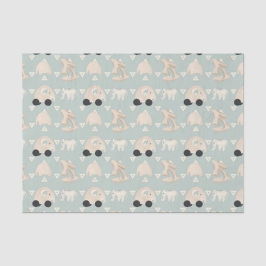 Grünes Elefanten-Baby-Muster Seidenpapier (Vorderseite)