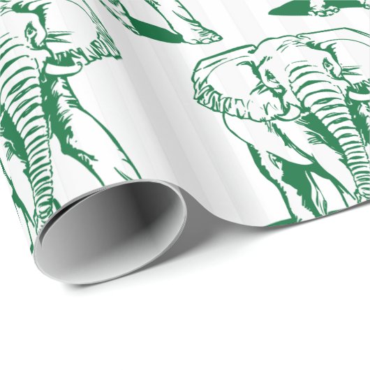 Grünes Elefantenabbildungen Geschenkpapier (Rolleneckpunkt)
