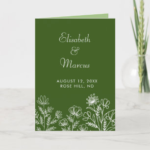 Grünes, elegantes Hochzeitsprogramm mit Blumen Programm