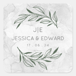 Grünes elegantes Hochzeitssaal Quadratischer Aufkleber