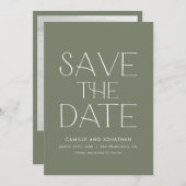 Grünes Elegantes Minimales Foto Save the Date (Vorne/Hinten)