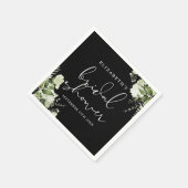 Grünes elegantes Schwarz-Weiß-Brautparty Serviette (Ecke)