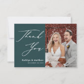 Grünes, elegantes Script Modernes Foto Einfache Ho Dankeskarte (Vorderseite)