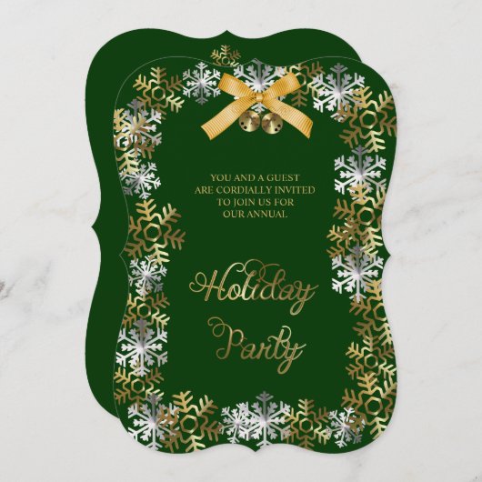 Grünes elegantes Snowflake Corporate Party laden Einladung (Vorne/Hinten)