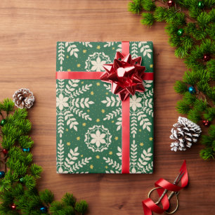 Grünes elegantes Weihnachtswrapping Paper von Snow Geschenkpapier