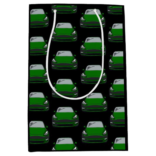 Grünes Elektrofahrzeug SUV Auto schwarzer Hintergr Mittlere Geschenktüte (Vorderseite)