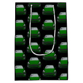 Grünes Elektrofahrzeug SUV Auto schwarzer Hintergr Mittlere Geschenktüte (Rückseite)